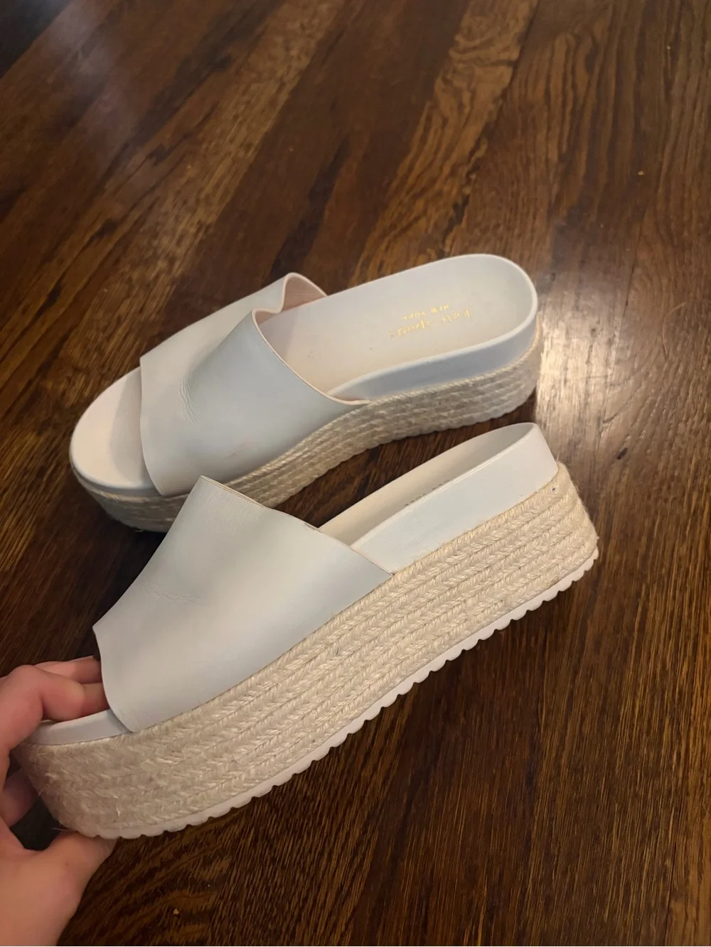 kate spade Cream Espadrille Platform Slide Sandals